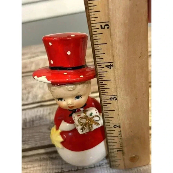 Vintage Christmas Boy Figurine Present Gift Star Japan Polka Dot Top Hat - Picture 7 of 8